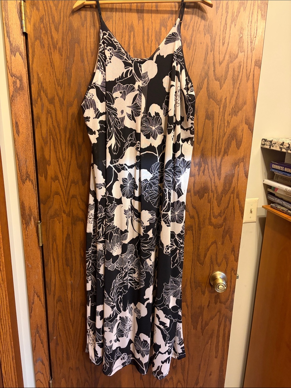Sejour Black and White Floral Maxi Slip Dress